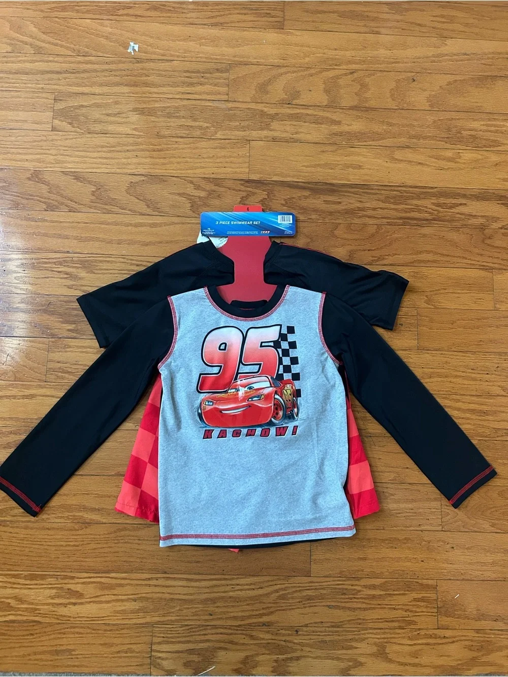 NWT Disney Pixar Lightning car UPF 50+ boys 3pcs swimwear set size 6